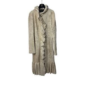 Giambattista Valli Karakul Fur Ruffle Trim Coat Sz.38